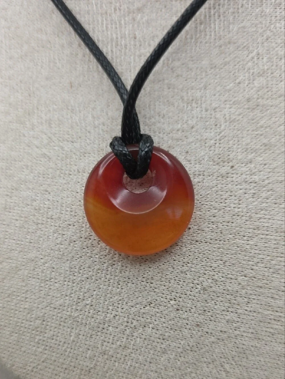 Orange & Red Agate Donut Pendant Necklace (2482)